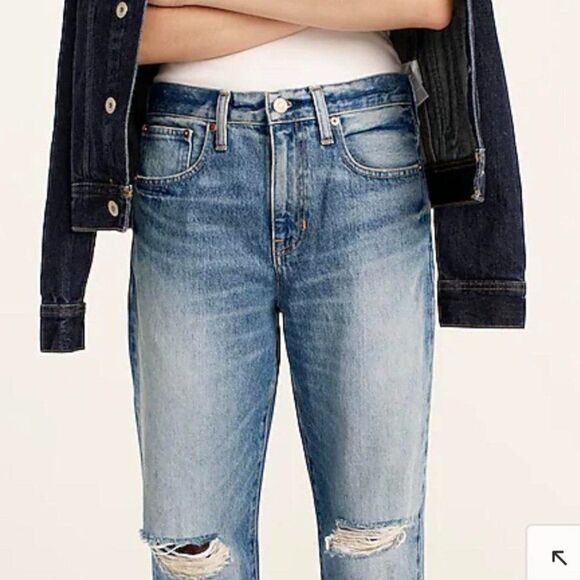 J. CREW BA646 Slouchy boyfriend jean in Southern Sky wash Mid Rise Rips Holes - Picture 12 of 12